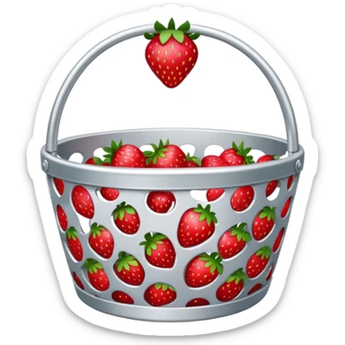 Strawberry basket made of aluminum empty wit no berries  sticker