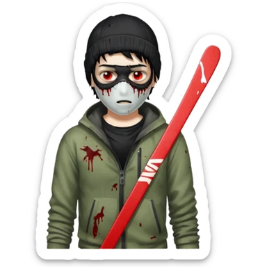 make a, zombie, boy, blackhair with a ski mask pull from nike ou syna sticker