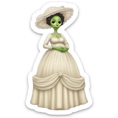 Pregnant alien woman, full body, in victorian elegant dress sticker