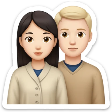 Asian girl and white boy couple sticker