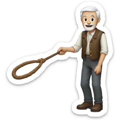 Old man holding a whip sticker