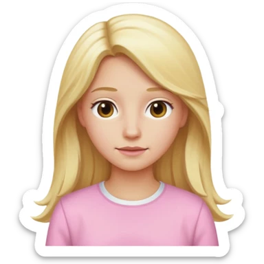back view of a blonde with long hair, wearing light pink clothes, iOS Apple emoji style sticker