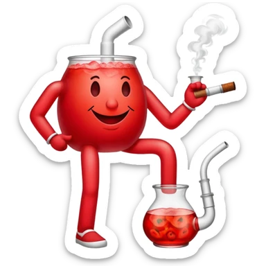 Kool-Aid man with legs smoking a bong sticker