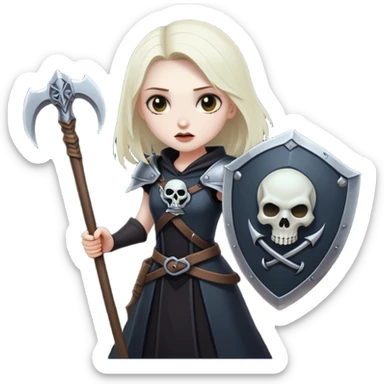 Necromancer girl with scythe and shield sticker