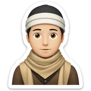A guy with a triangle body with no arms and legs then his head is a perfect circle and black then give him a hat that doesn’t go behind his head, and last but not least give him a white scarf sticker