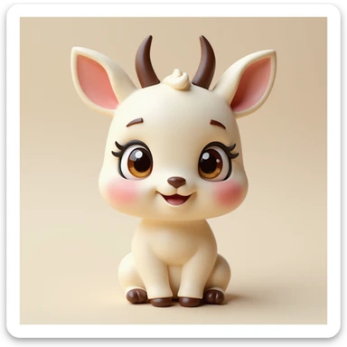 realistic vanilla emoji with expressive doe eyes, pink cheeks, transparent background sticker