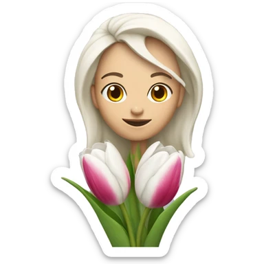 Uma tulipa branca com asas  sticker