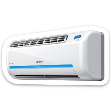 Modern wall-mounted air conditioner with cool air flowing out sticker