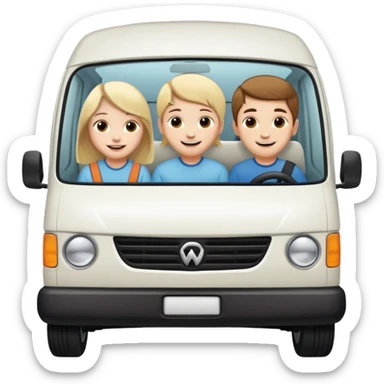 Camionnette blanche avec des enfants dedans sticker