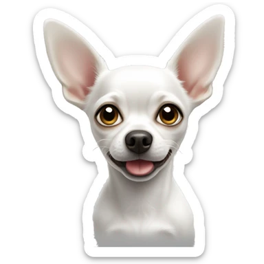A white Chihuahua dog, with its ear down sticker