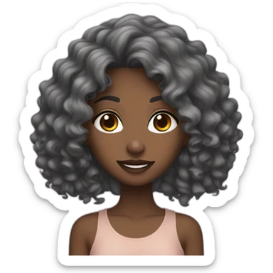 teen maghrebian with dark long curly haired girl with black eyes sticker