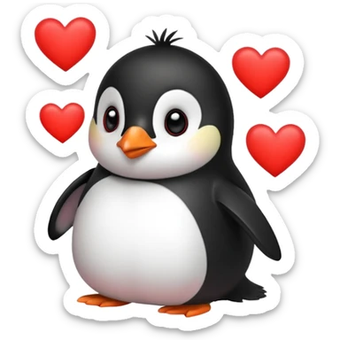 Cute penguin with alots of heart sticker