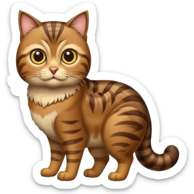A animal with a Owl body brown tabby cat head and tail full body sticker