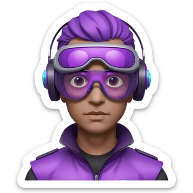 Cyberpunk man fappy head 3d puruple cyber VR -glasses only head sticker