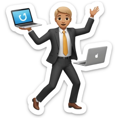create a person emoji of Barcushake is the superpower name The mover & shaker who stays organised with a laptop dancing sticker
