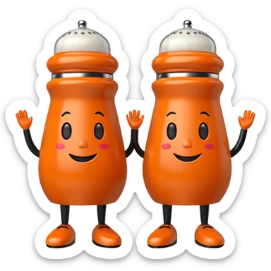 make a salt and pepper but make the pepper orange and make them both have legs and faces
 sticker