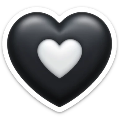 a emoji of a black hearth with botton griendiently white color sticker