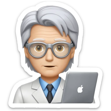 Je veux que tu me crées un personnage derrière un écran d'ordinateur qui ressemble à doc de retour vers le futur sticker