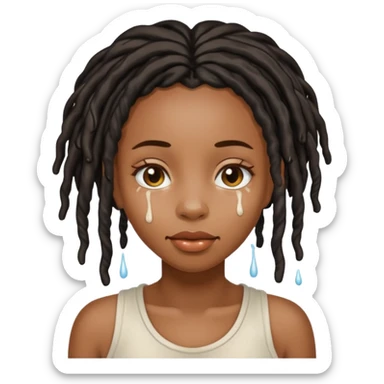 Black girl with locs and milk dripping on her face sticker