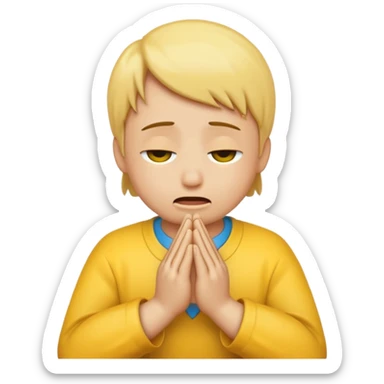 create a emoji of crying with hand in prayer sticker