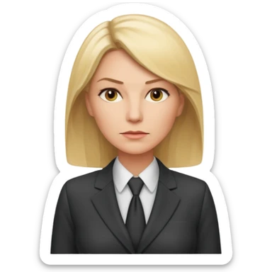 serious blond business woman in her forties in full suit sticker