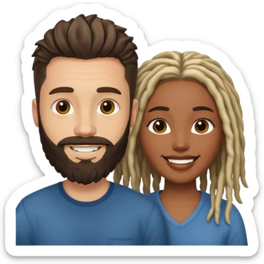 Couple emoji -WHITE with man with beard, BLACK FEMALEwith mid length locs sticker
