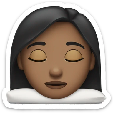 dark-haired girl put her hand under the pillow and lies with her eyes closed sticker