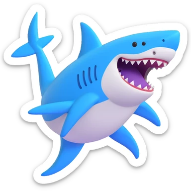 2-legged shark, sideways, smiling, wearing blue Nike sneakers sticker