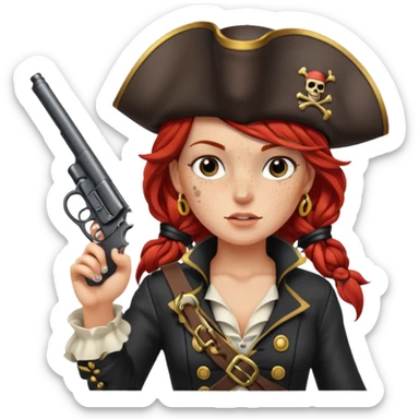 Lady Pirate With Gun, point to thr front. sticker