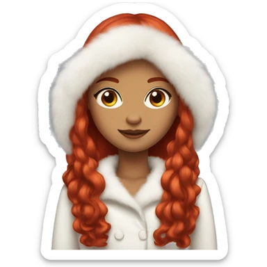 "A beautiful girl with long red hair, wearing a red dress and a white fur coat."






 sticker