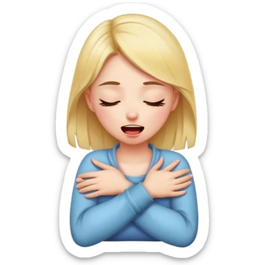 girl holding her arms crossed over her neck with her tongue out and eyes closed sticker