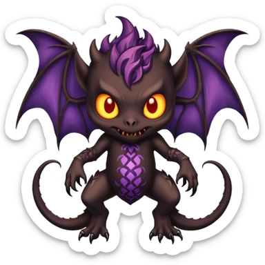 Shiny Fiery Dark Ugly Evil Realistic Glowing Eldritch Horror Cool Edgy Badass Emo Demonic Batty Dusky Ethereal Punky Aural Bioluminescent Hideous Autumn-Leafed-Canine-Litten-Amaura-Salandit-Noibat-Flareon-Fakémon-fusion (full body) with intricate pattern markings sticker