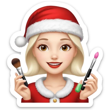 clean and vanilla girl who loves cosmetics and fashion with santa claus hat like holiday mood sticker