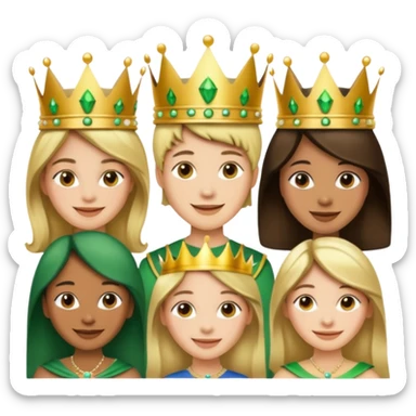 Several people with a crown that unites them with golden and green colours sticker