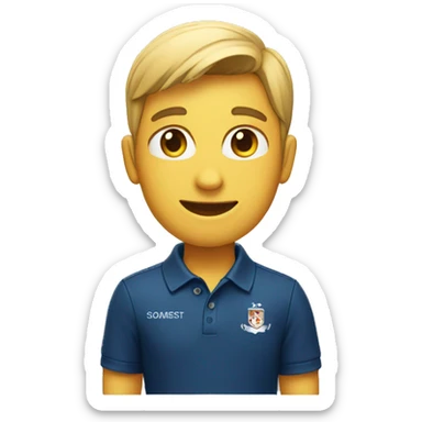 A person wearing a somerset academy polo sticker