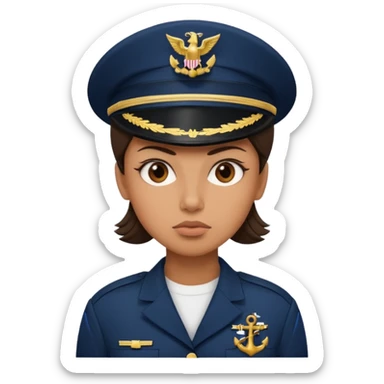 Female navy soldier, big face. sticker