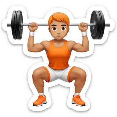 orange and white clothes athlete weighted squats sticker