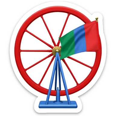 Emoji drapeau gitan bleu en haut vert en bas avec une roue rouge au millieu  roue en plein millieu du drapeau sticker
