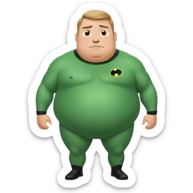 green fat mr incredible farting with giant fart cloud sticker