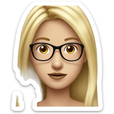 A teen girl with long blonde hair and black glasses ￼ sticker