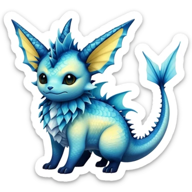  Cool Edgy blue-yellow-black-gradient ethereal badass Vaporeon-Vernid-Trico-animal-creature full body  sticker