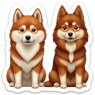 two dogs sitting side by side: a red siberian husky and a finnish lapphund sticker