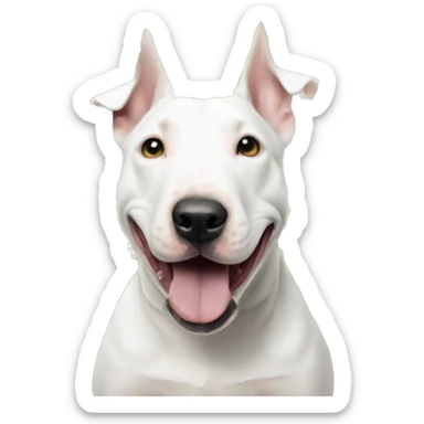 A White Bull terrier with lots of money around him  sticker