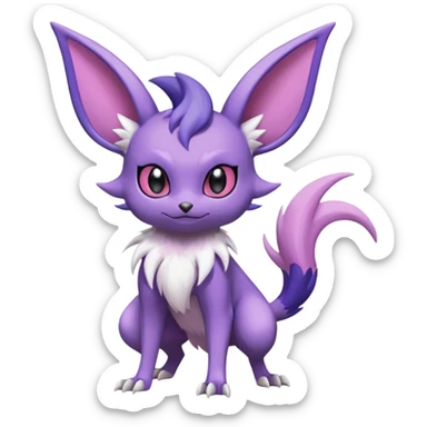 Shiny Cute Noibat-Noivern-Espeon-Silvally-Fakémon-hybrid-creature (full body)  sticker