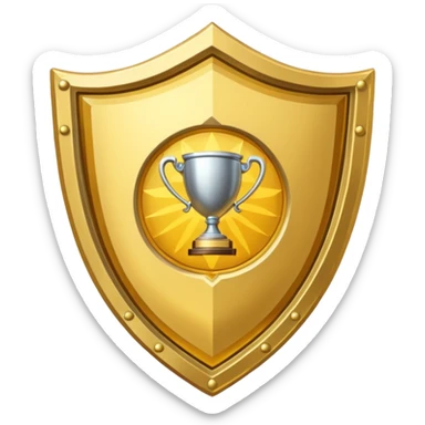 Gold shield with trophy sticker