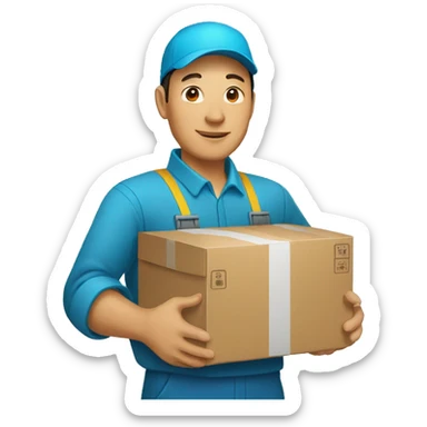 kazakh worker with box in hands sticker