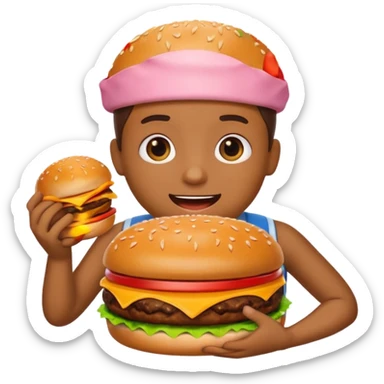 pleading emoji holding burger sticker
