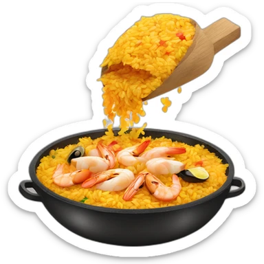 Paella Emoji Perfectly cooked rice with seafood and vegetables, a delight for lovers of Spanish cuisine. sticker