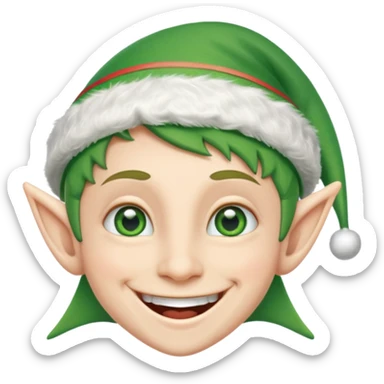 duende navideño con una sonrisa amplia y brackets sticker