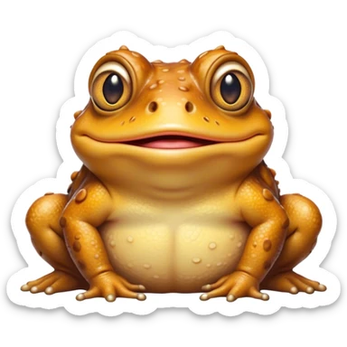 Cinematic Comical Toad Portrait Emoji, Head tilted dramatically with an exaggeratedly amused expression, featuring a robust, bumpy body with wide, comically expressive eyes full of playful disbelief and a quirky, textured face, Simplified yet hilariously expressive features, highly detailed, glowing with a slightly sassy woodland glow, high shine, dramatic yet playful, stylized with an air of quirky amphibian mischief, soft glowing outline, capturing the essence of a meme-worthy toad that looks ready to side-eye its way into viral fame! sticker